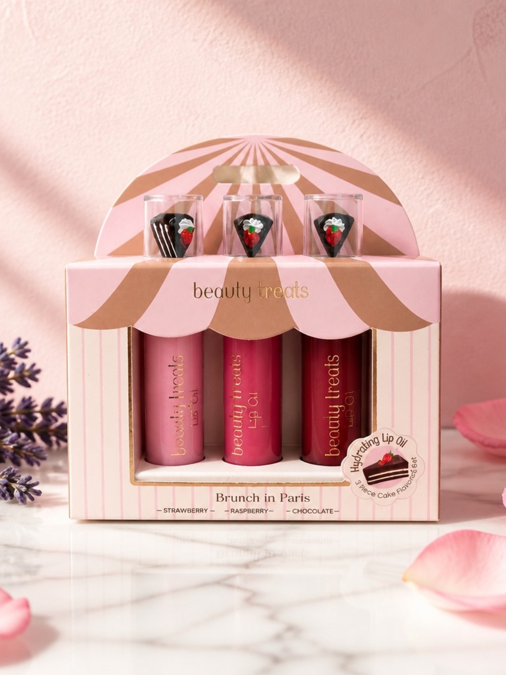 Beauty Treats Brunch in Paris 3-Piece Lip Oil Set Gift Set New